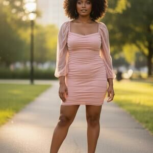 SHEIN Pink Ruched Mini Dress